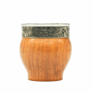 Close-up of the intricate Alpaca silver ferrule and thick-walled white carob wood on a Mate Imperial