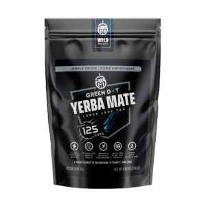 Green Dot Yerba Mate Loose Leaf Tea pouch with nutritional highlights.